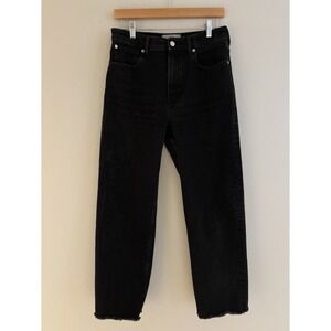 EVERLANE The Way High Jean Black Organic Cotton Raw Hem Jeans Women's 28